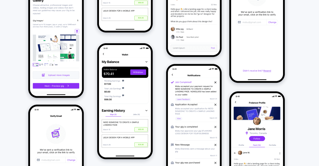 Other in-app screens i designed